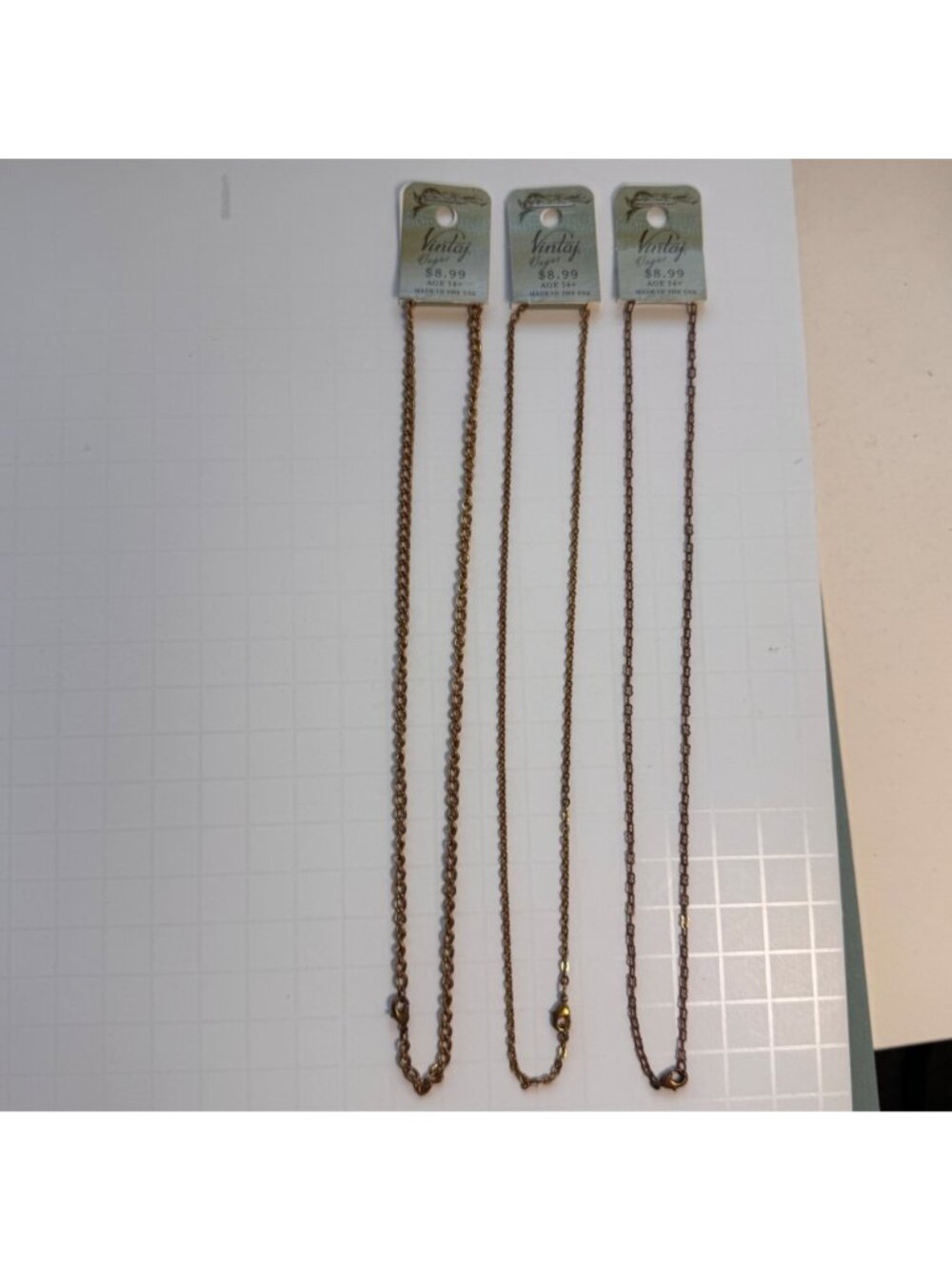 Solid Brass  18-Inch Necklace Jewlery Lot of 3 Vintaj Vogue Brass Co USA NWT New - Picture 6 of 12